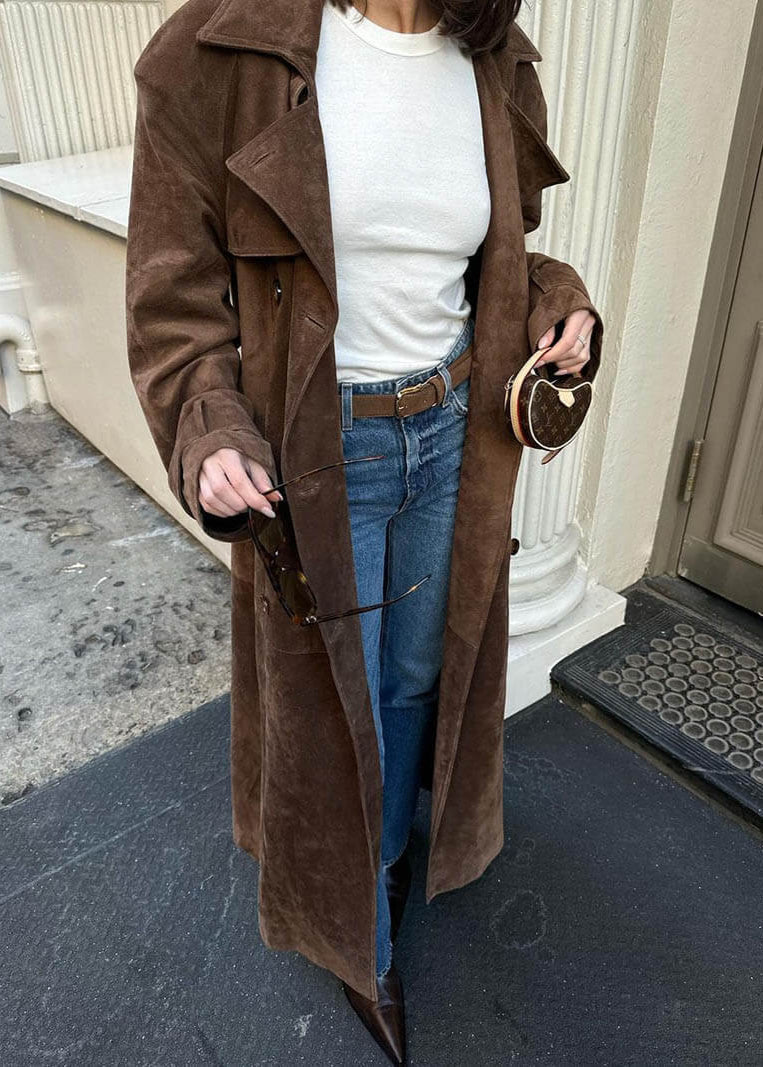 Suede Belted Trench